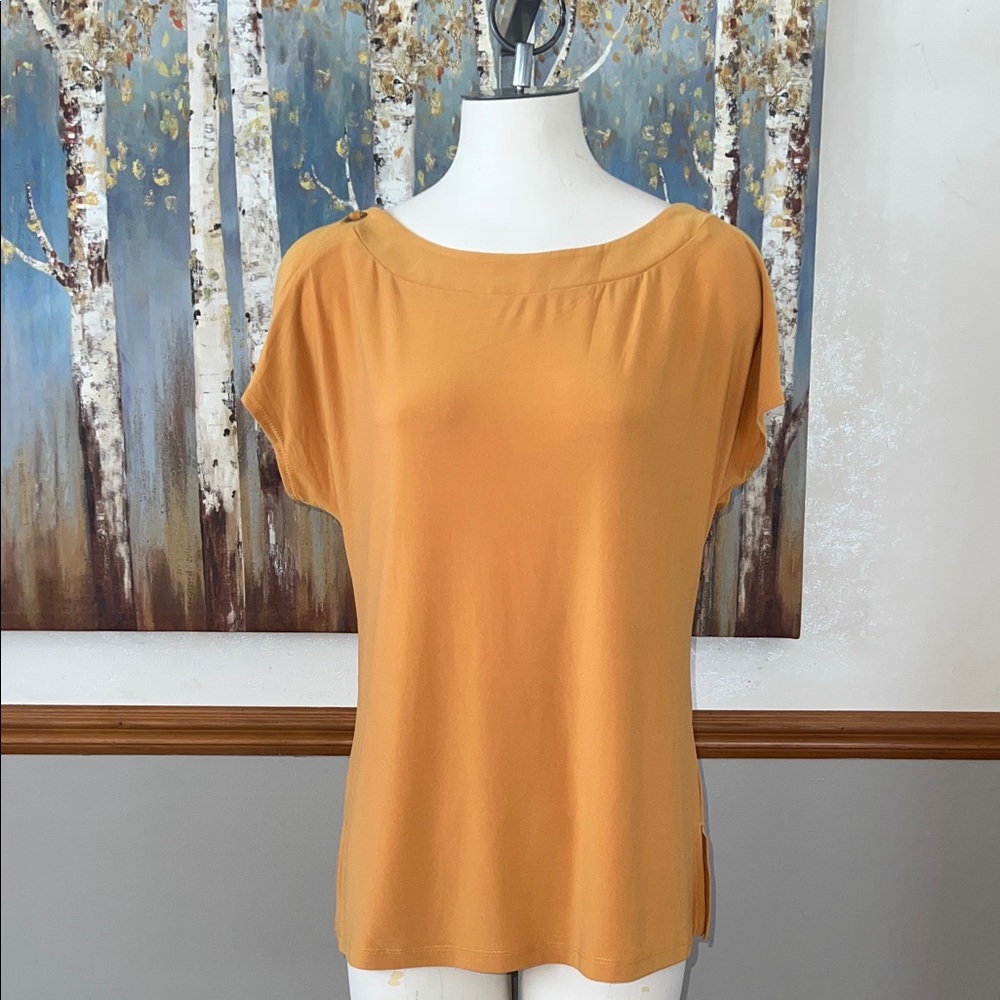 PerSeption Concept Open Shoulder Light Mustard Yellow Top